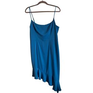 Aidan by Aidan Mattox Women's Blue Asymmetric Ruffle-Hem Cocktail Dress Size 12